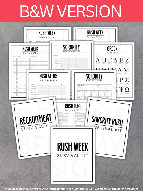 Sorority Rush Week Survival Kit, Sorority Recruitment Planner product image (9)