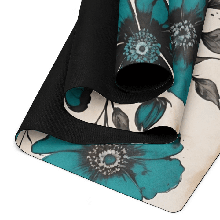 Vintage Teal Blossom Yoga Mat product image (2)