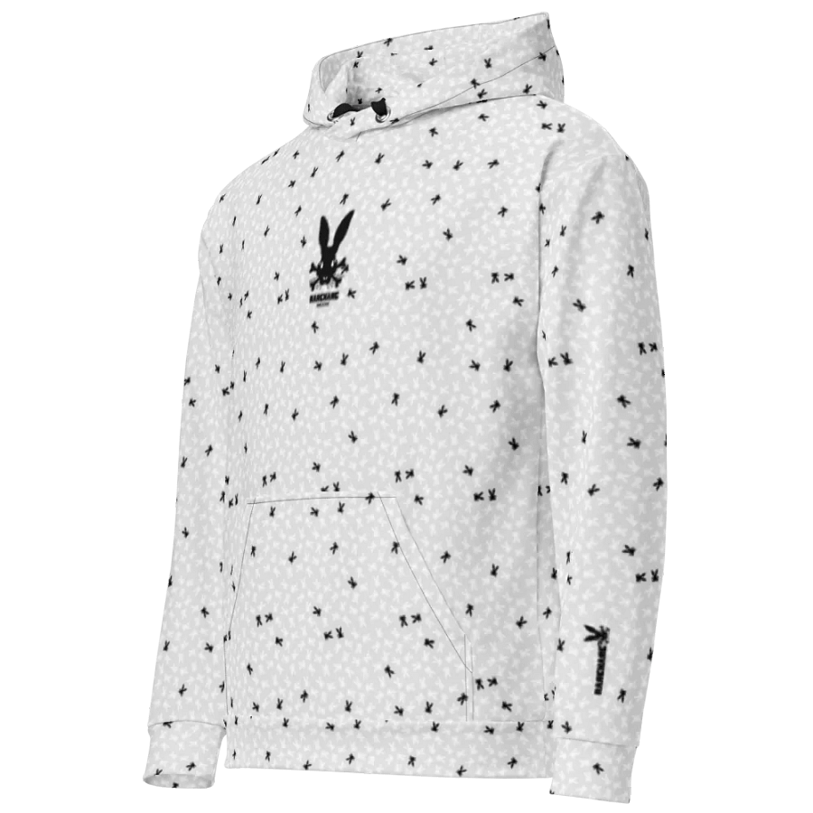 RareHare - Phat Line Signature Logo White All Over Print Hoodie. product image (2)