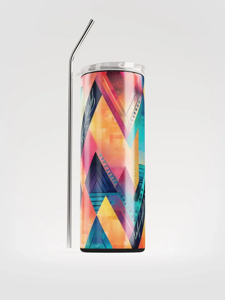 Embrace Boho Chic with our Geometric Stainless Steel Tumbler - Reusable Straw Included product image (1)