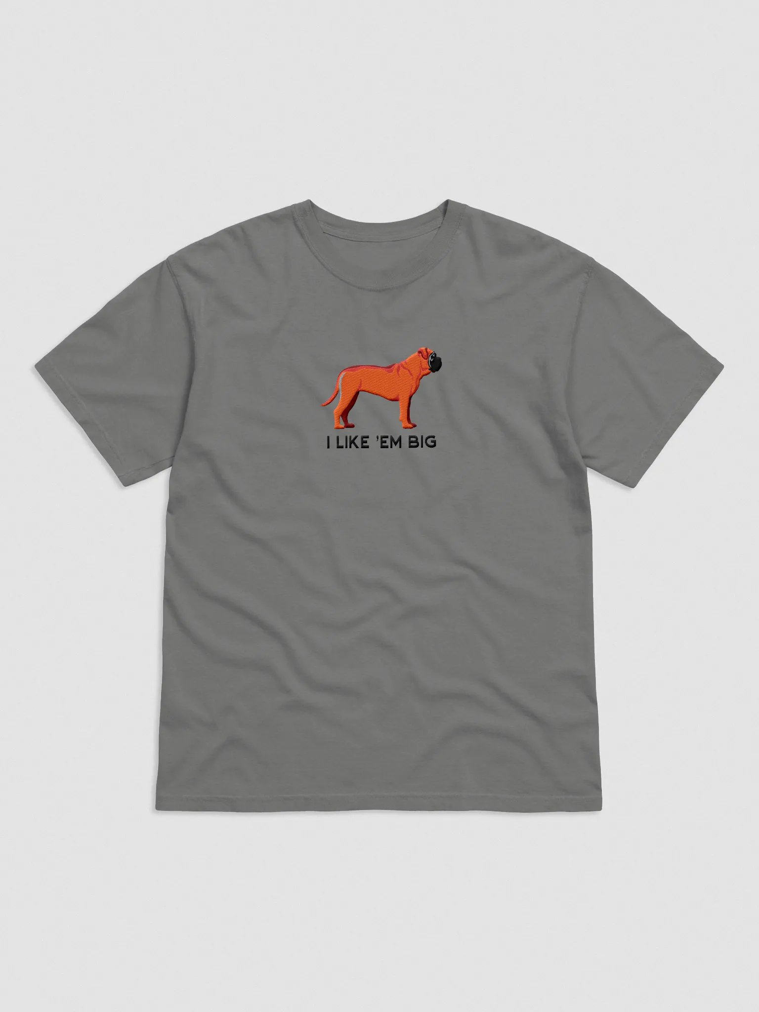 I Like 'Em Big T-Shirt(Embroidered) of an English Mastiff(Red) product image (4)
