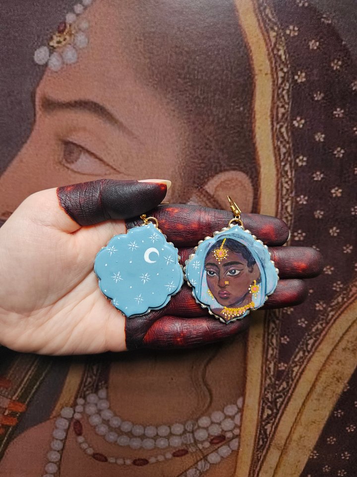 Blue Hand Painted Earrings product image (2)