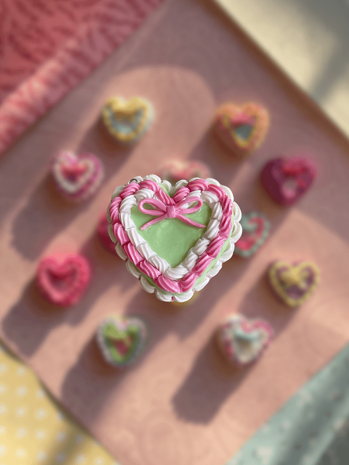 Meadow Mousse - Coquette Heart Cake Keychain product image (1)