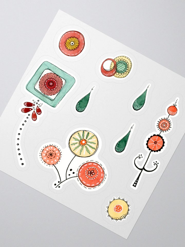 Watercolor FlowerDoodle Sticker Set, Flower Doodle Sticker product image (2)