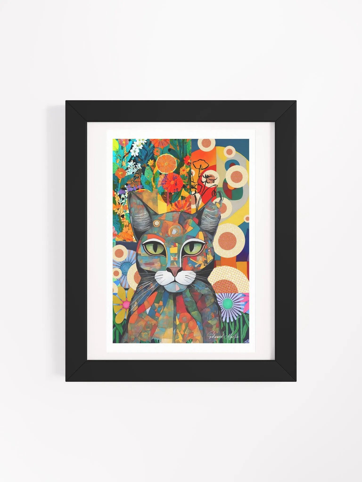 'Jardin Cat' by Edward Martin-Collage Print- Framed Art Poster product image (27)