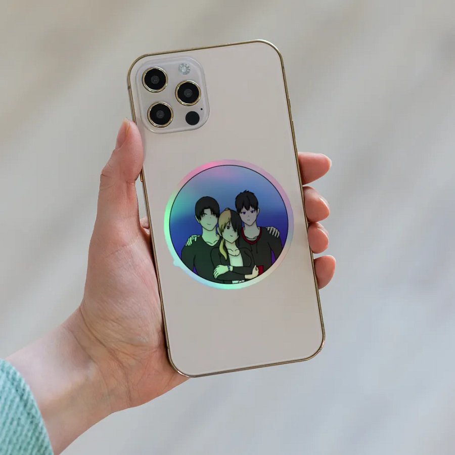 holographic glitch family sticker product image (6)