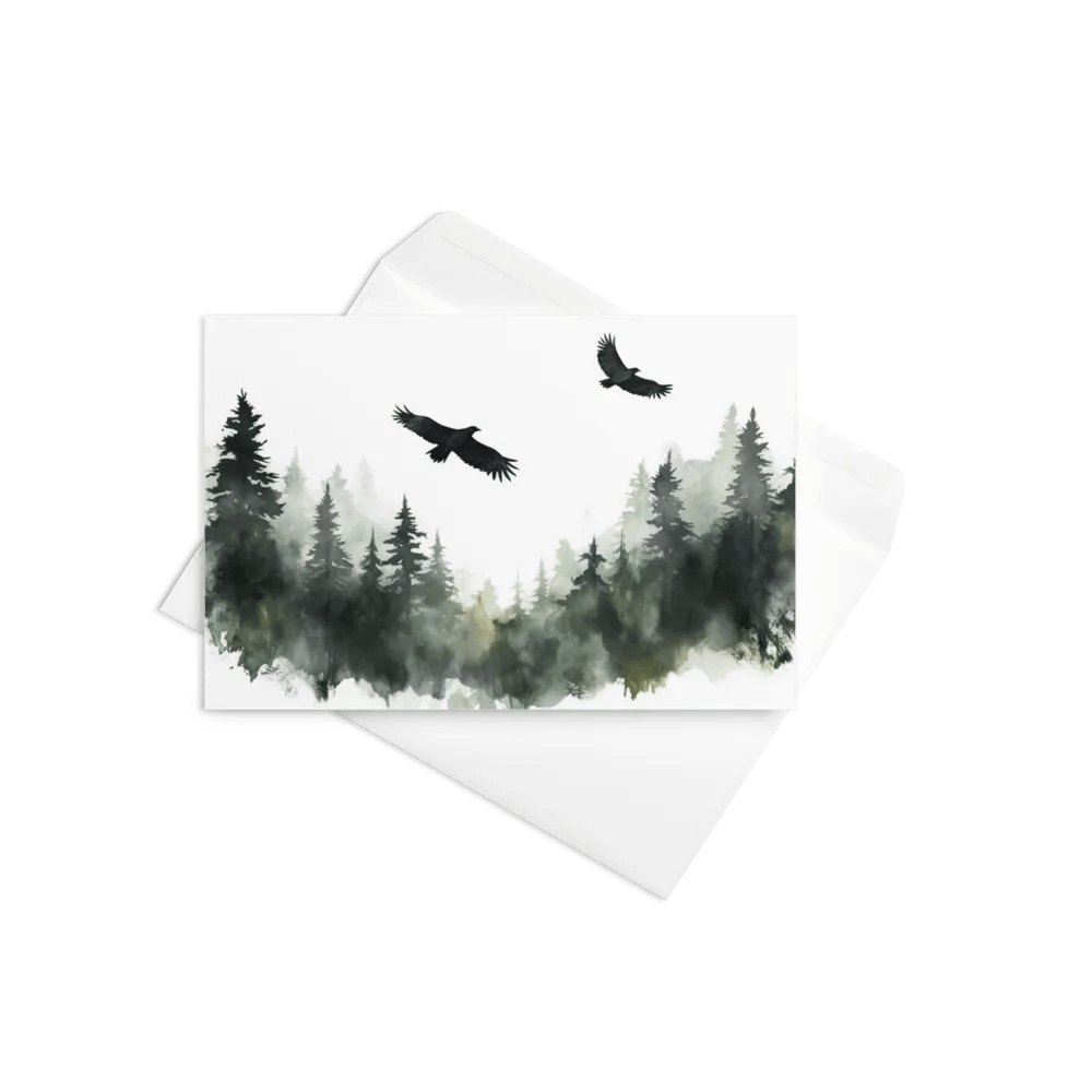 All-Occasion Greeting Card: Hovering Crows Over Spruce Forest product image (9)