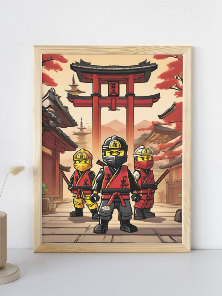 Ninja Trio wall art Boys Room - Ninja Poster - Ninjago inspired Wall Decoration for Boys product image (2)