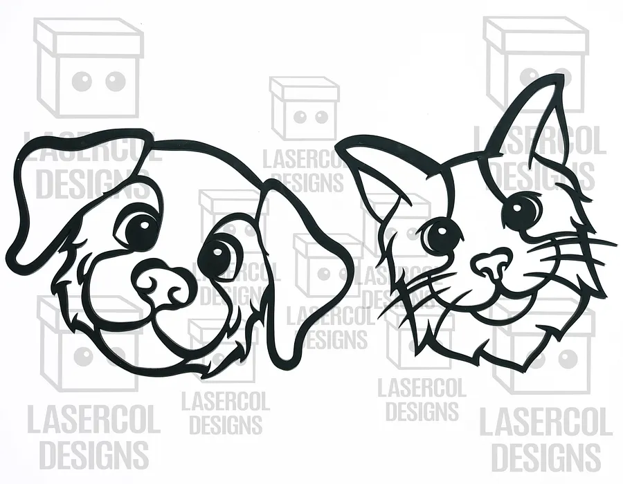 Cute Dog and Cat Wall Art - Laser Cut Files product image (6)
