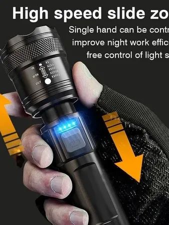 Đèn pin LED siêu sáng 3 chế độ Zoom có thể sạc lại Đèn ngoài trời di động Thích hợp cho cắm trại, đi bộ đường dài và câu cá product image (4)