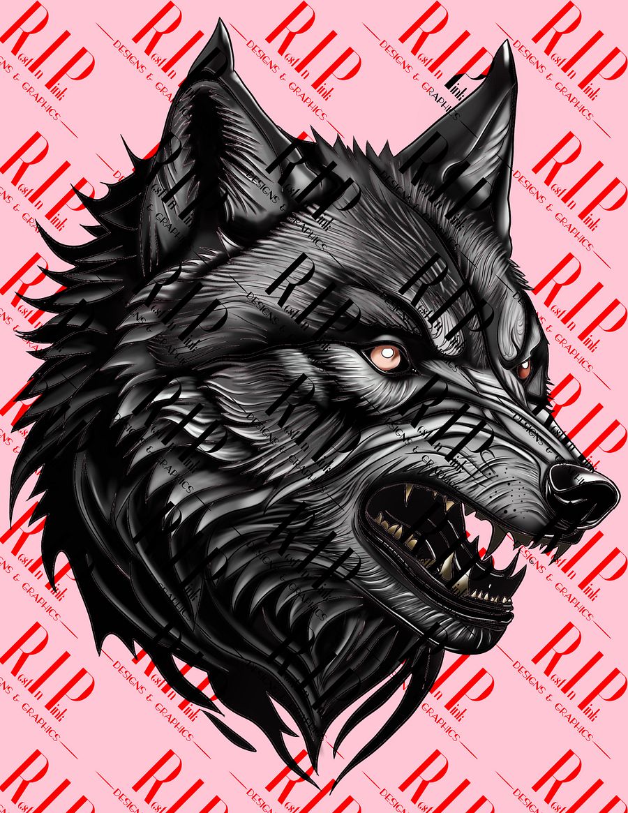 Wild Torment - Wolf Digital Download PNG - Full Color & Outline version product image (1)