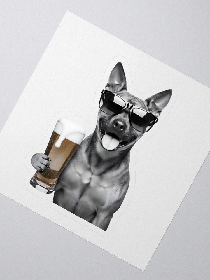 Potcake drinking beer sticker product image (2)
