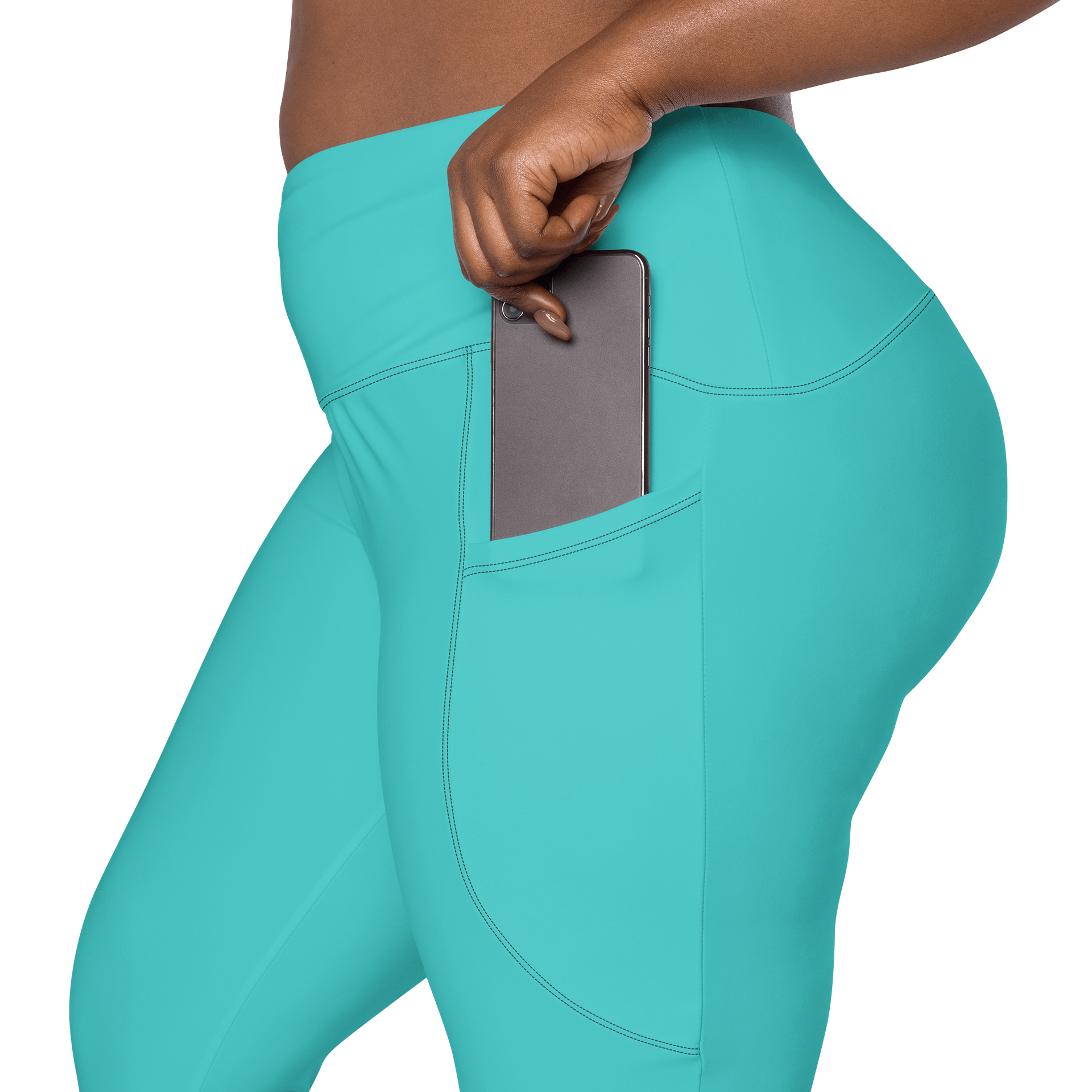 Leggings w pockets small logo turquoise product image (7)