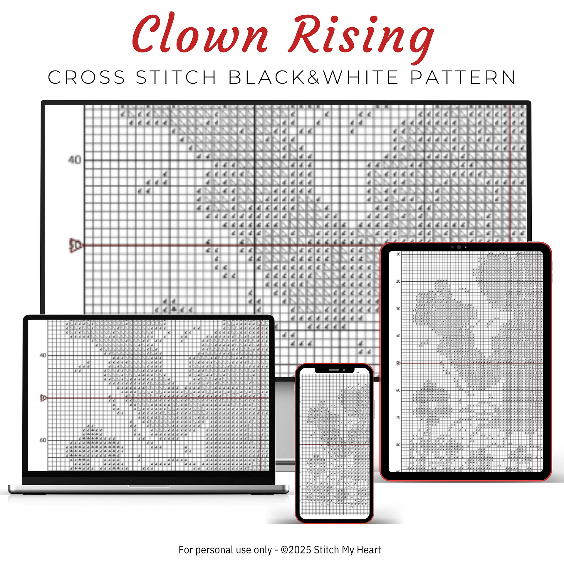 Clown Rising Cross Stitch Pattern product image (4)