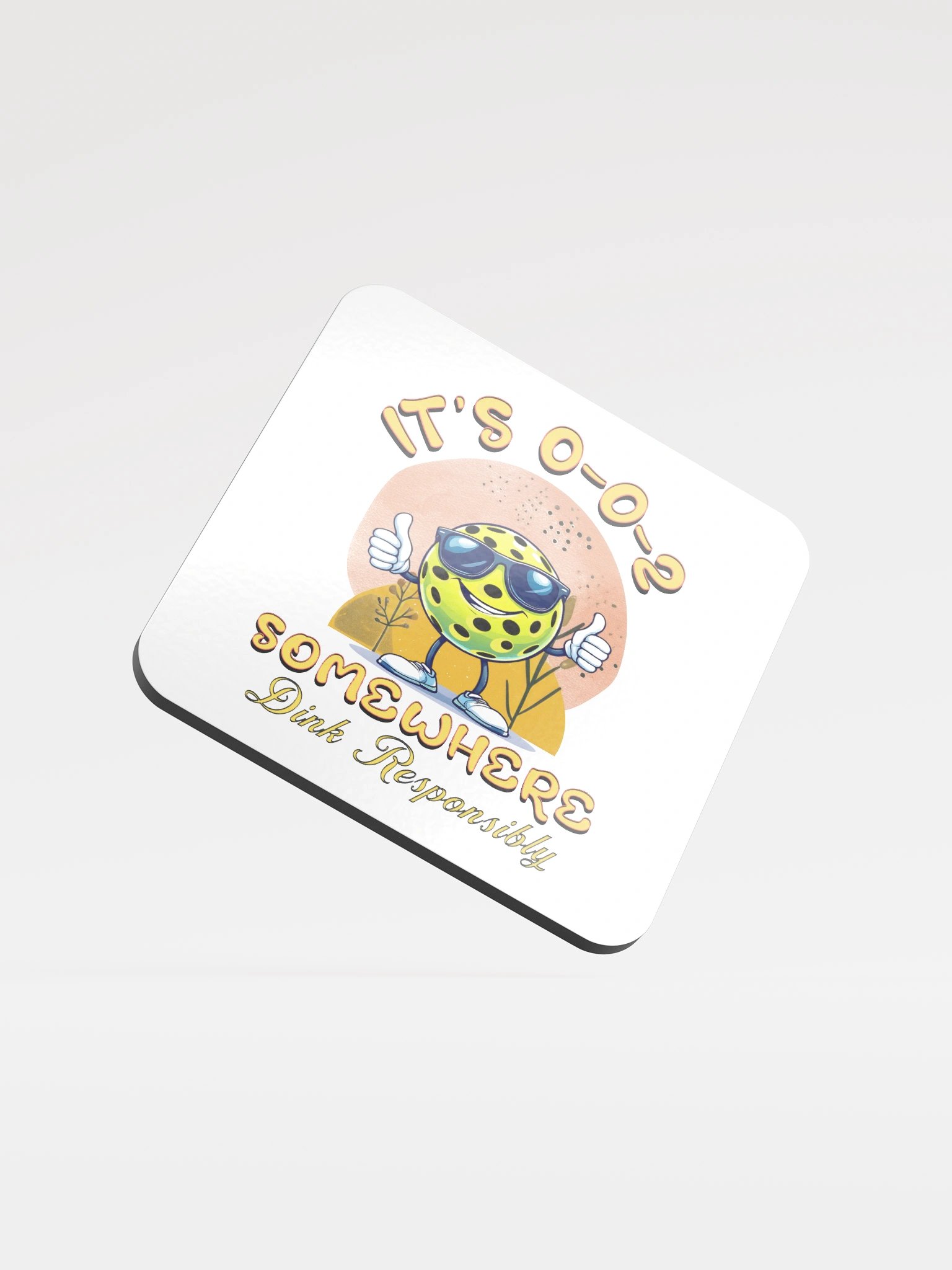 Its 002 Somewhere Pickleball Funky Sunshine Cork Coaster product image (2)