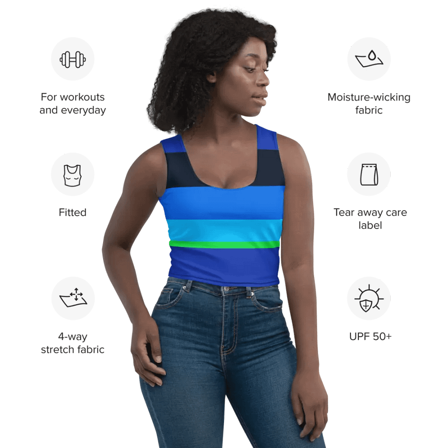 Blue/Green Color Block Crop Top T-Shirt product image (7)