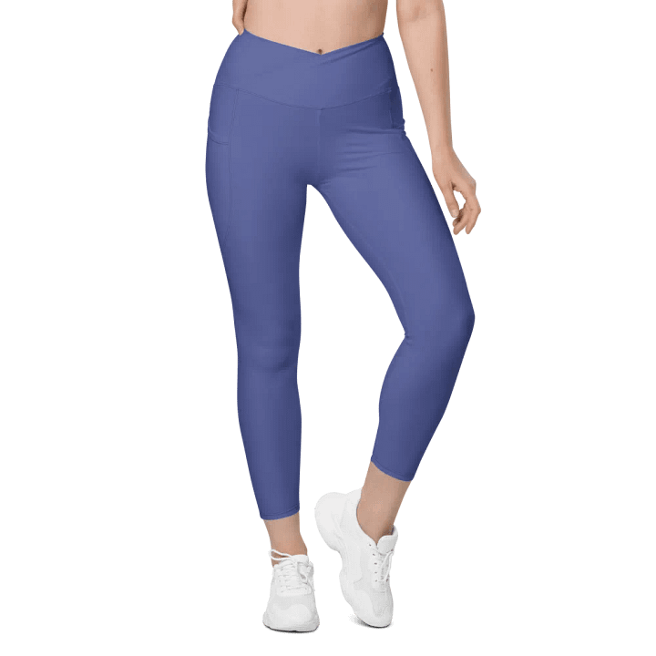 Plain Dark Purple True Summer Women's High Waisted Premium Crossover Leggings with Pockets by Treasure Pie product image (2)