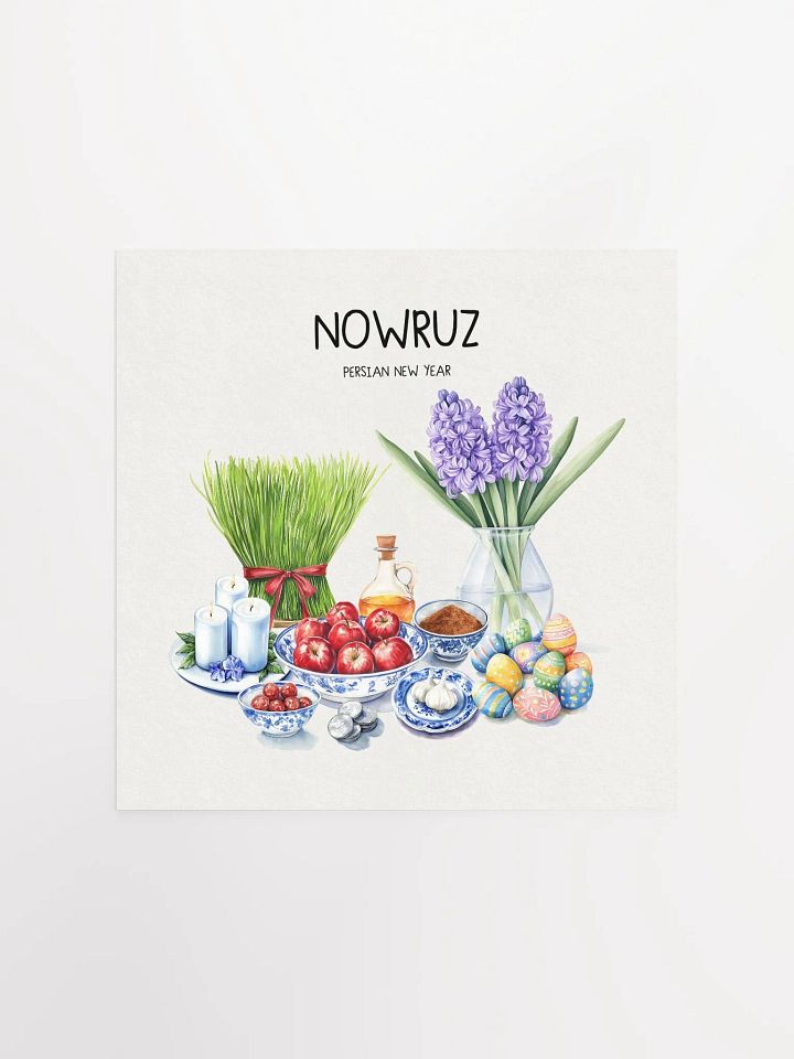 Nowruz Festive Arrangement Poster, Nowruz Watercolor Art, Haft-sin Table, Persian New Year, Persian Art product image (2)