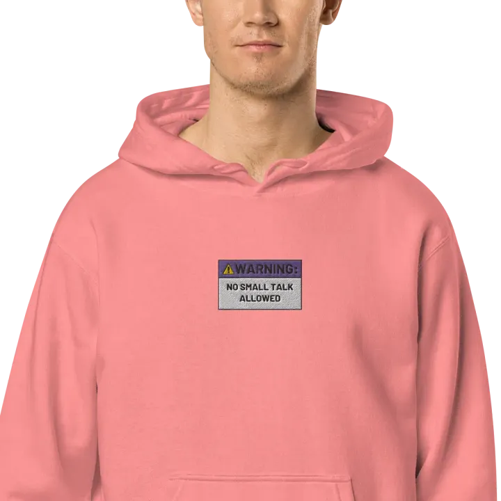 NO SMALL TALK ALLOWED embroidered pigment hoodie (purple) product image (2)