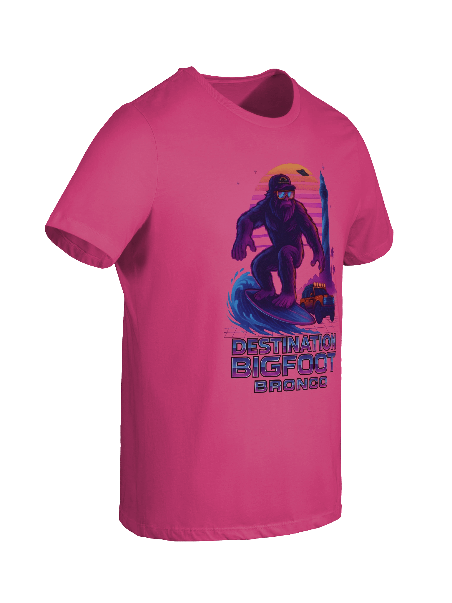 Destination Bigfoot Bronco Synthwave Bella+Canvas Women's Supersoft Relaxed-fit T-Shirt (Multiple Colors Available) product image (118)
