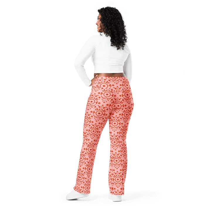 Boho Floral Orange Flare Leggings product image (2)