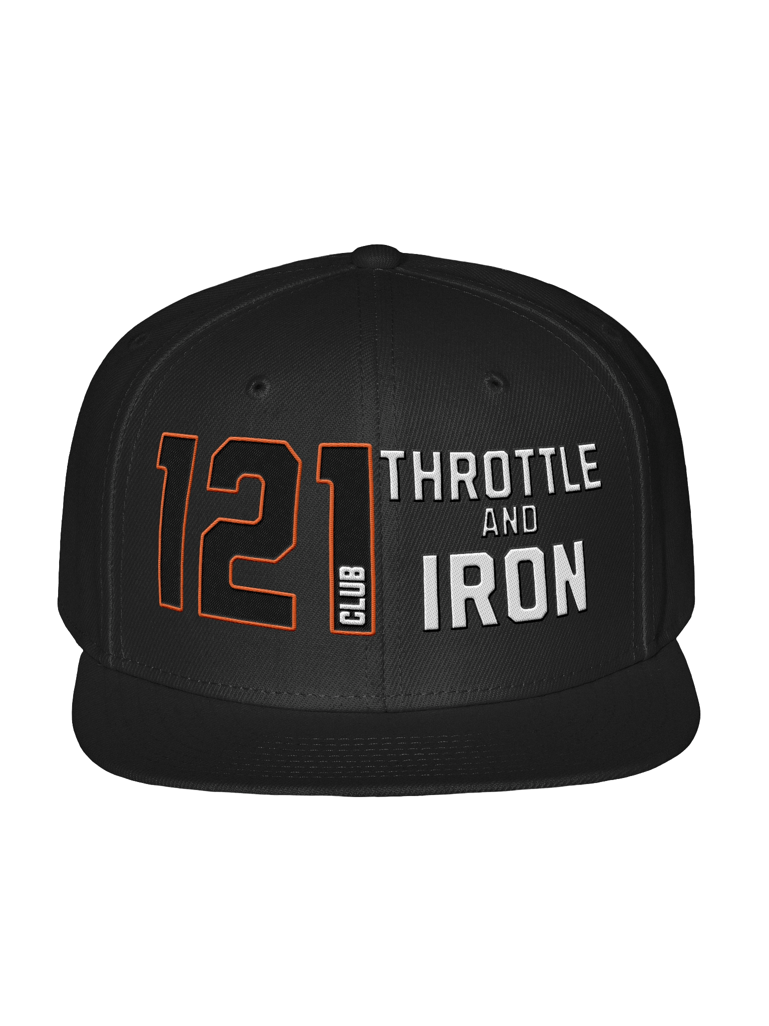 Club 121 Throttle & Iron Snapback Hat — Orange Outline (HD) Edition product image (1)