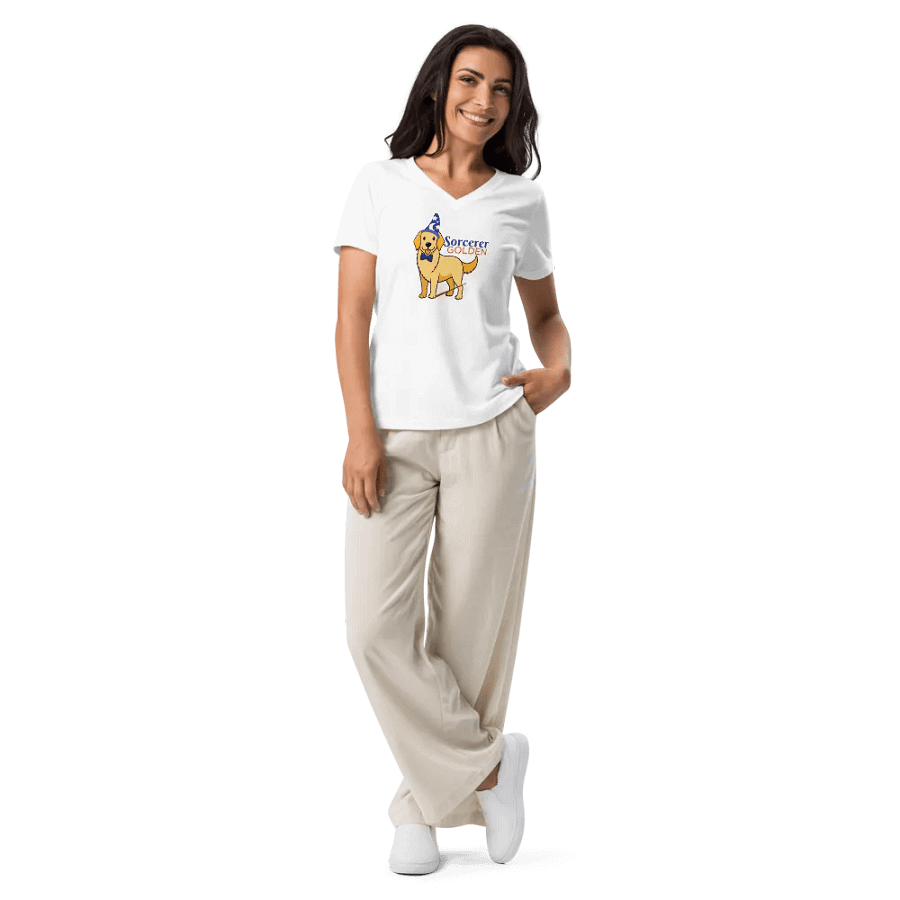 Sorcerer Golden V-Neck Tee – Magic Meets Man's Best Friend product image (9)