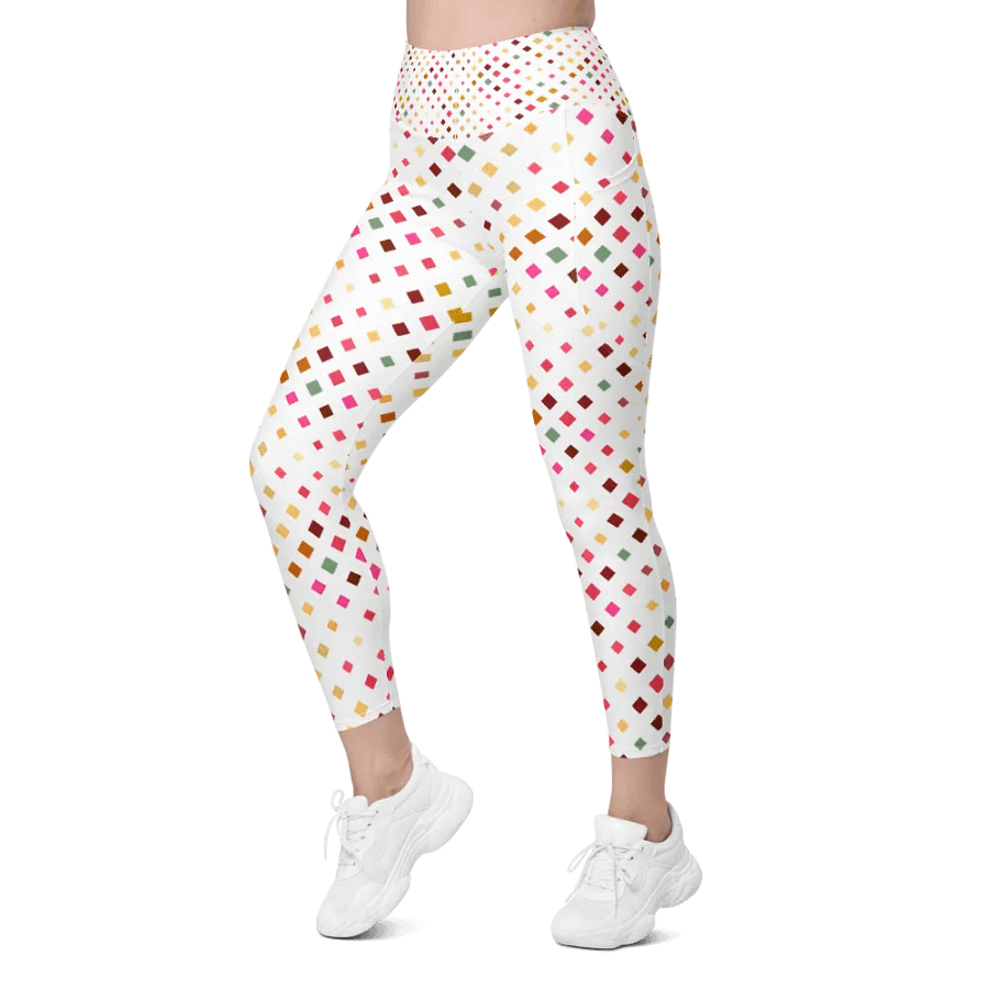 Colorful Square Pattern Design Leggings with Pocket - v7 product image (8)