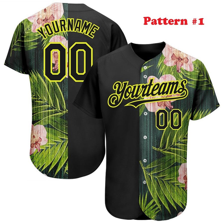 Authentic Baseball Jersey, Custom Baseball Jersey, Personalized Sport Jersey, Hawaiian Multi Colorful, Summer Palm Coconut Sea product image (187)