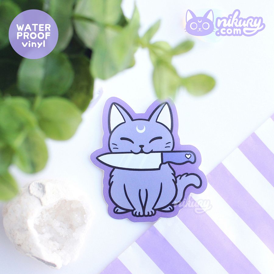 Black Meowgic | Stabby Cat Vinyl Sticker product image (2)