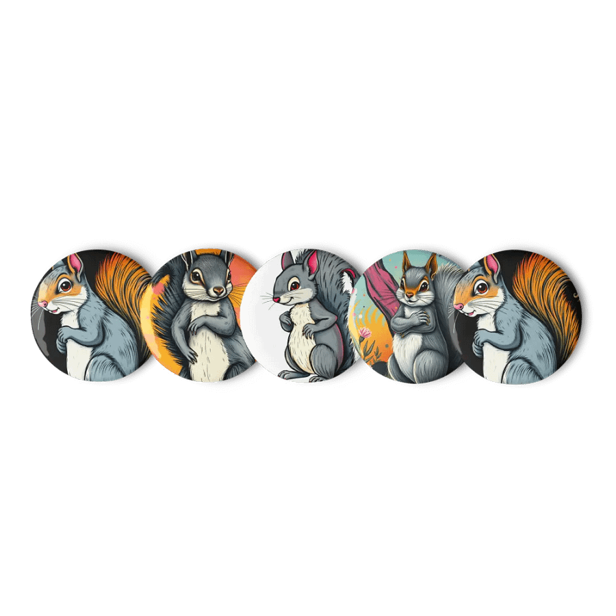 Whimsical Squirrel Pin Button Set product image (1)