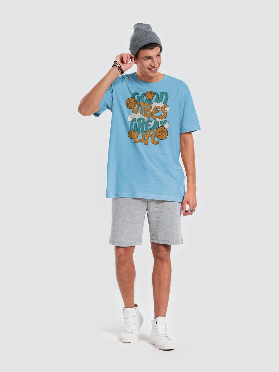 Good Vibes Great Life Basketball Cloudy Hoops T-Shirt product image (40)