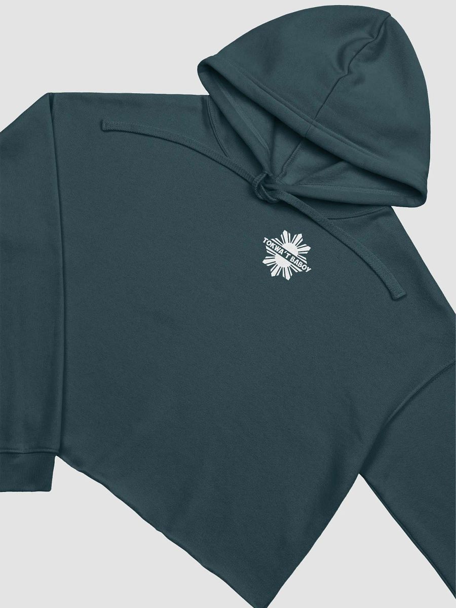 Tokwa't Baboy Obsession: Fleece Crop Hoodie, Dark Tones, White Logo product image (14)