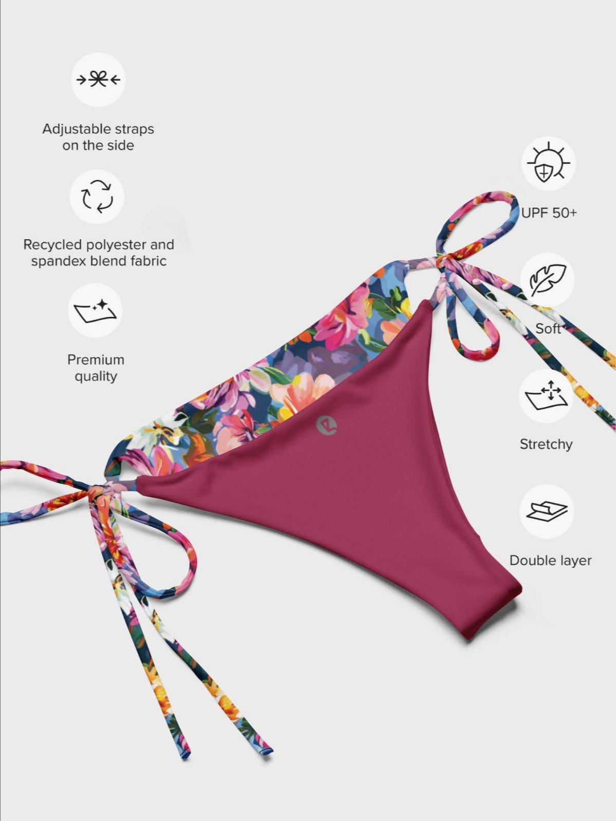 Recycled Triangle Bikini Bottom "Bold Abstract Florals" product image (7)