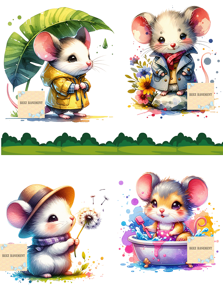 4 Watercolor Mice product image (1)