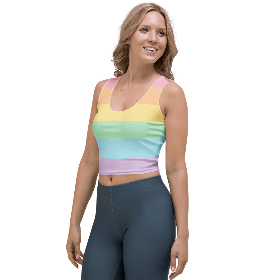 Pastel Pride Flag Crop Tank – All-Over LGBTQ+ Rainbow Top product image (3)