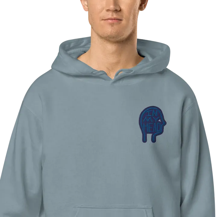 In My Head (L.C. lake design) embroidered pigment hoodie product image (1)