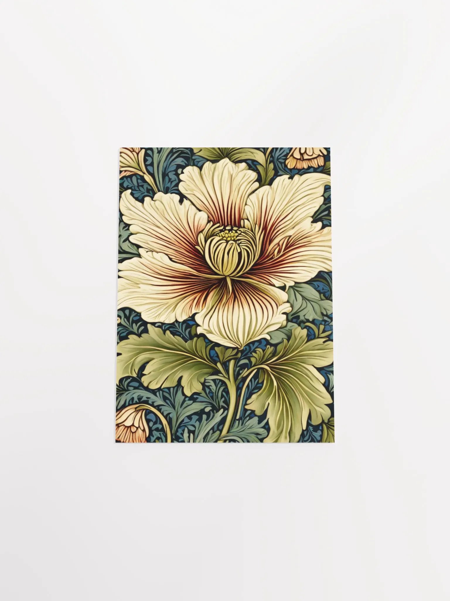 William Morris Inspired White Flower Poster 5x7 inches product image (4)