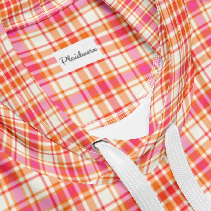Orange and Hot Pink Plaid Hoodie product image (10)