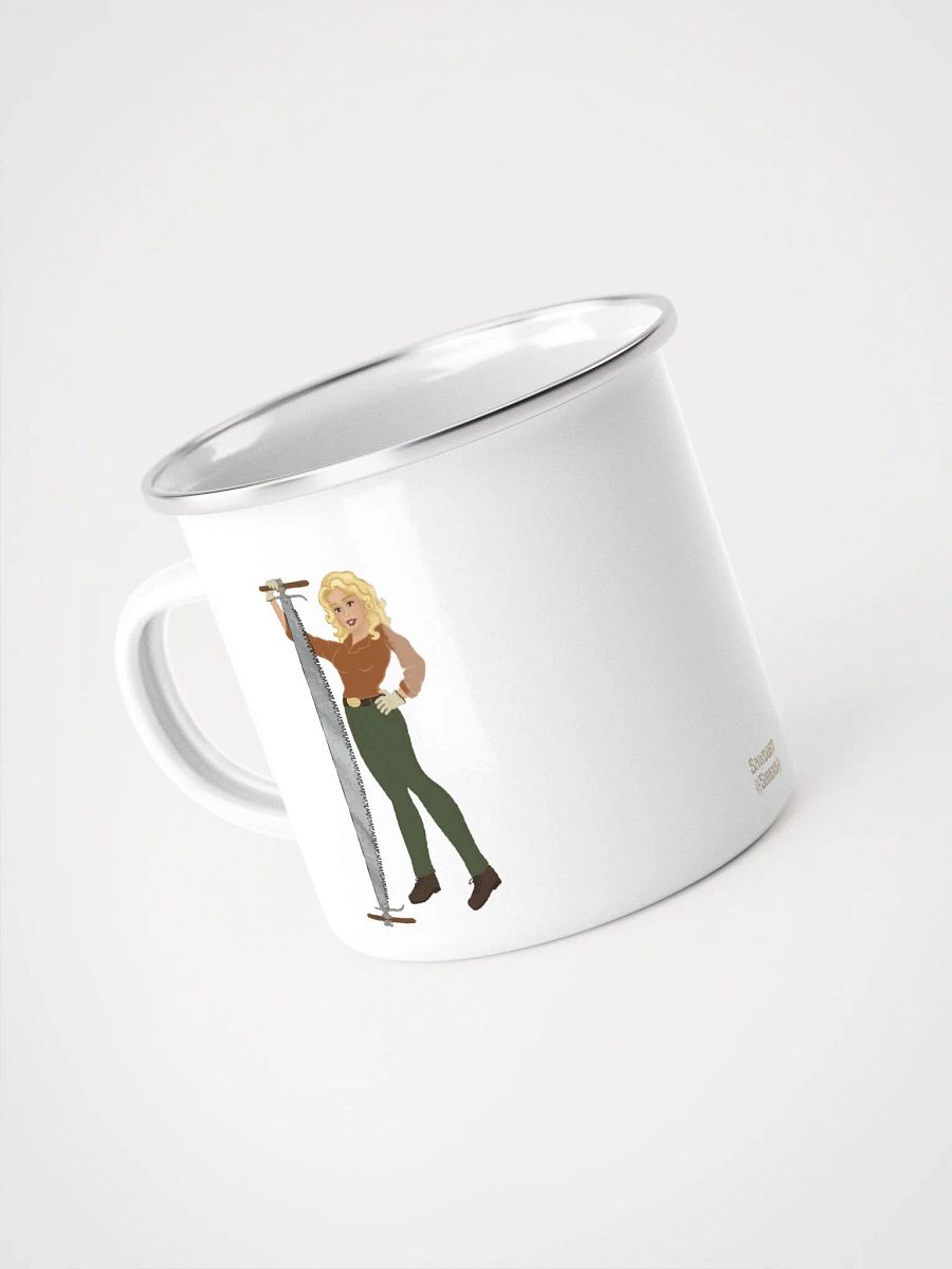 Crosscut Saw Blonde Dolly Pinup Enamel Mug product image (4)