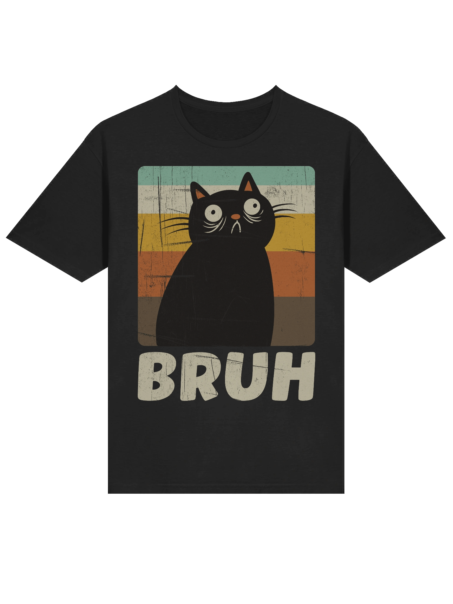 BRUH Black Retro Cat T-Shirt product image (14)