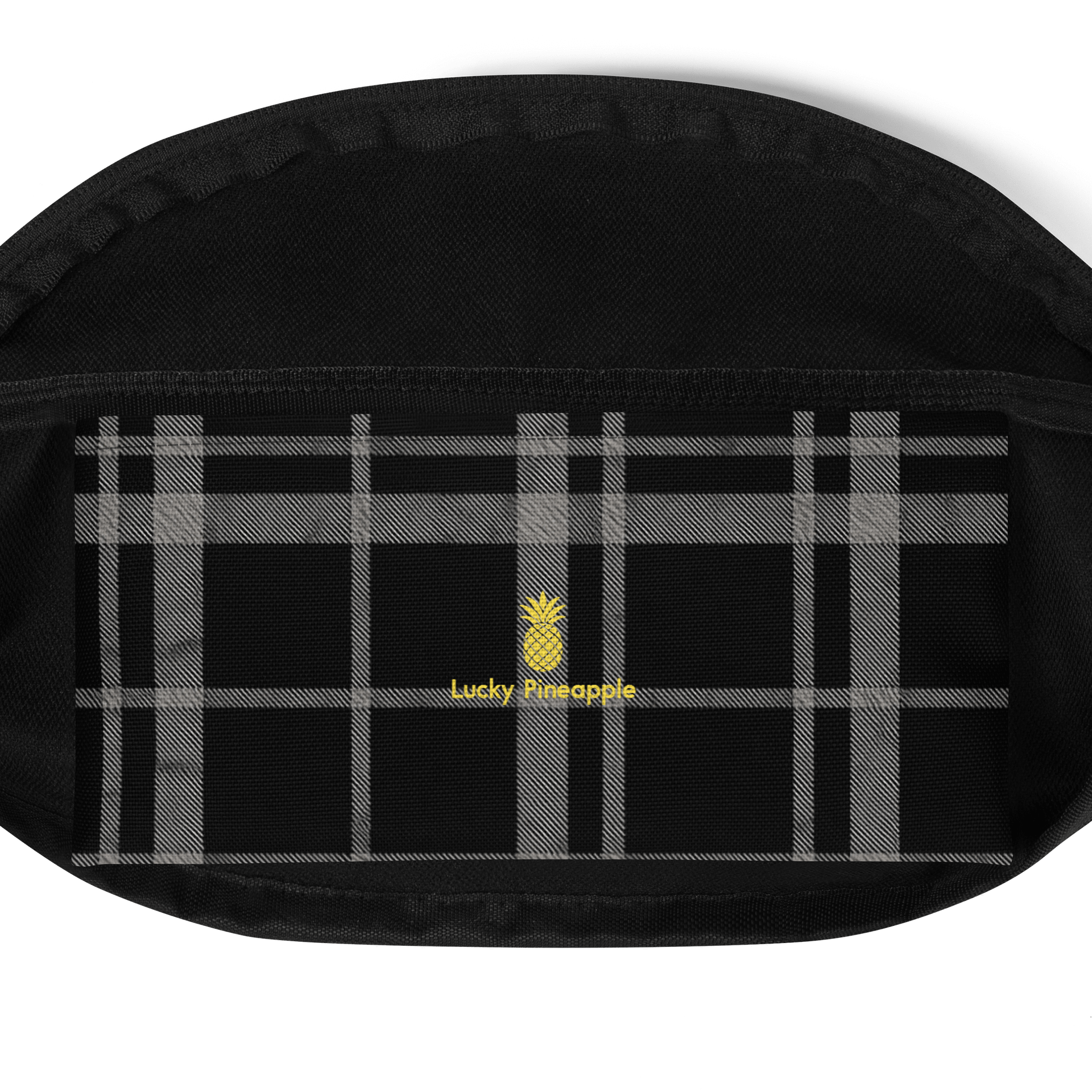 Black and White Dark Plaid Fanny Pack (Waist Bag) product image (4)