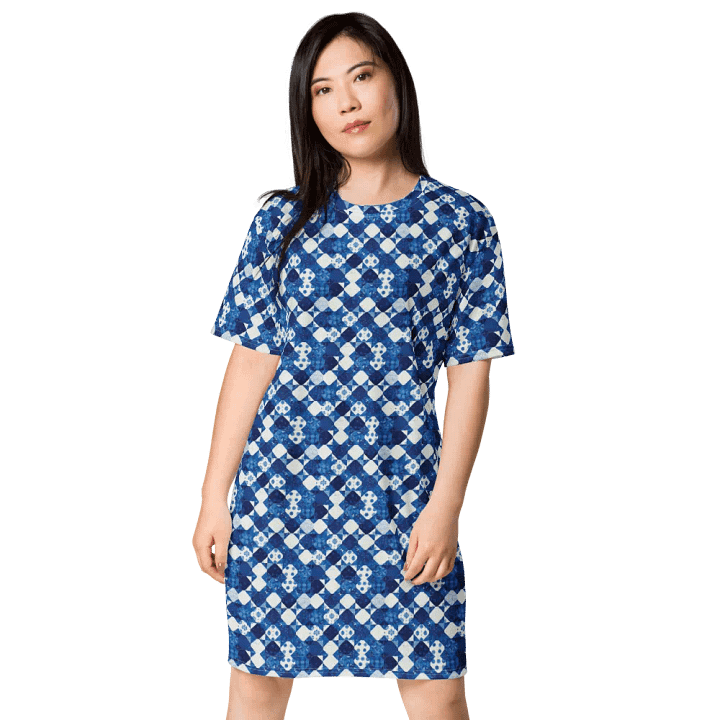Vibrant Blue Abstract All-Over Dress product image (1)