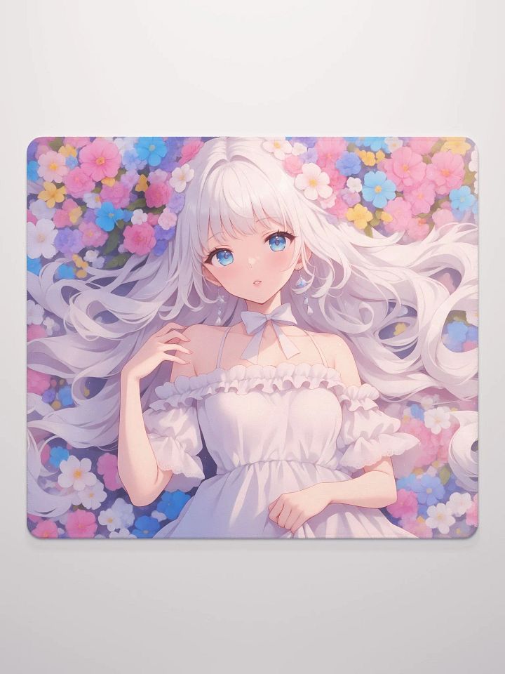 Cute Anime girl in flower field gamer mouse pad product image (2)