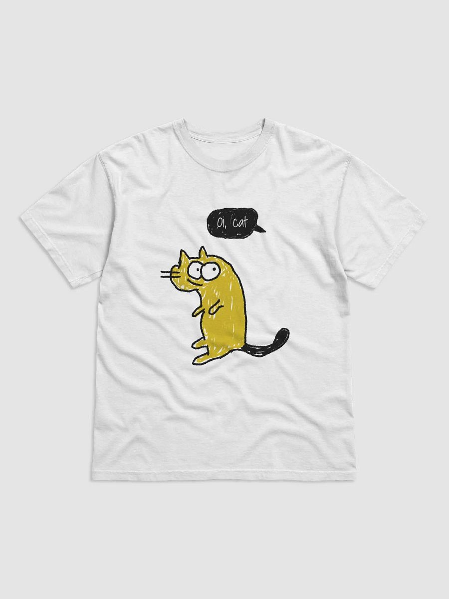 Oi, Cat! Casual Yellow Cartoon T-Shirt, Hand-drawn Design product image (1)