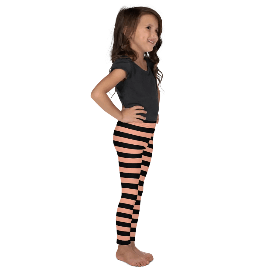 Striped Black and Rosebeige Kids Leggings product image (6)