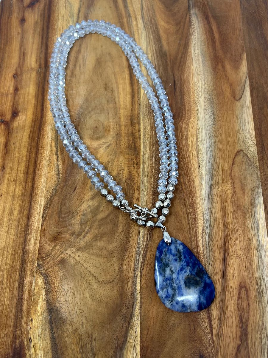 Handmade Convertible Necklace (Sodalite and Crystal) product image (2)