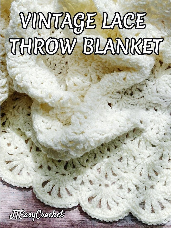 Retro Lace Throw Blanket Easy Crochet Pattern PDF Instant Download, Newborn Coming Home Carseat Stroller Cover Lap Afghan product image (2)