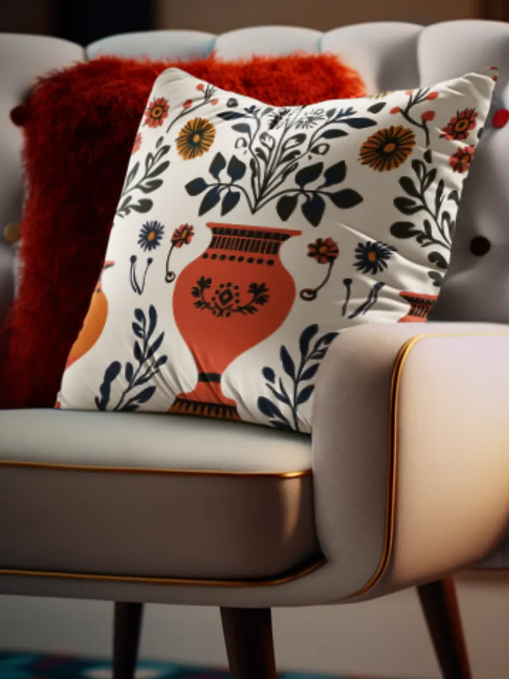 Greek Amphora Bloom: Folk Art Cushion product image (1)