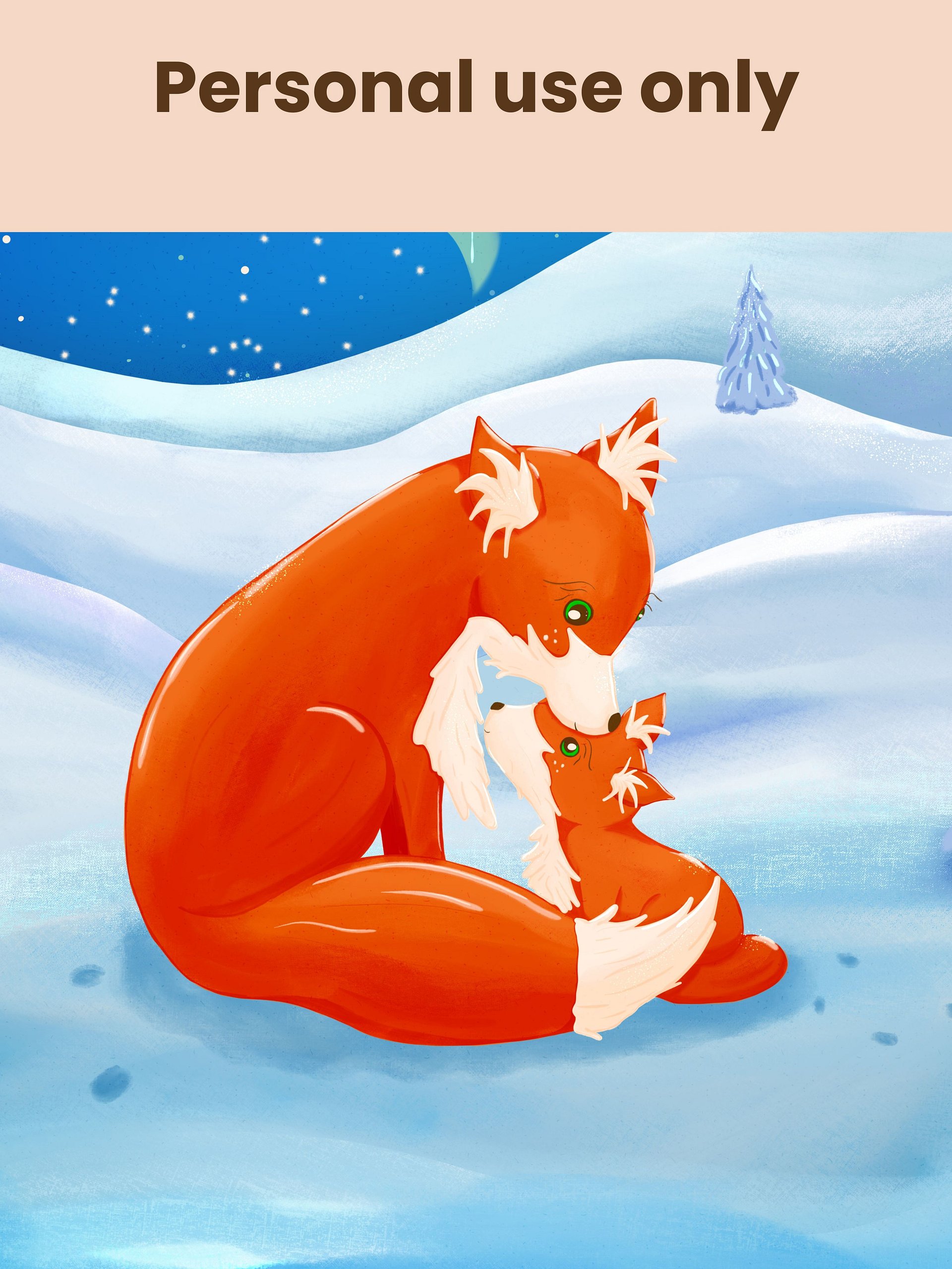 Red Fox Mother and Cub under the Northern Lights product image (5)